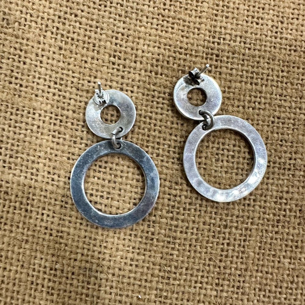 Hammered Post Dangle Earrings - image 2